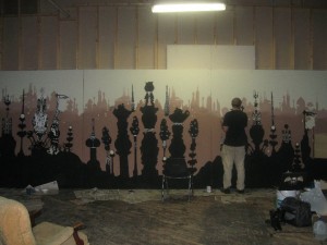 Work in Progress - 30 foot wall mural by Bethalynne Bajema and Myke Amend